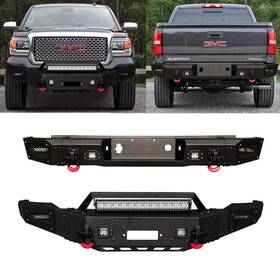Gmc15-qg01-hg01-z Vijay 763492268777 Steel Front And Rear Bumpers Fits 2014-2015 Gmc Sierra 1500 With Winch Seat