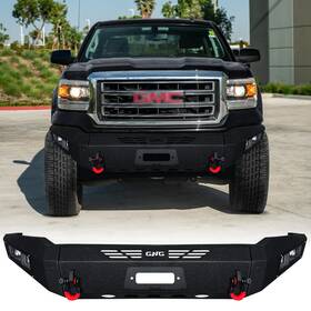 Gmc15-f01 Vijay 763492270985 For 2014-2015 Gmc Sierra 1500 Steel Front Bumper With Winch Plate And Lights
