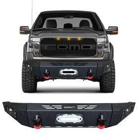 Vijay 764401244943 Steel Front Bumper For 2009-2014 Ford F-150 Excl.raptor With Square Light