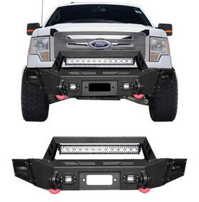 Vijay 791800650235 Steel Front Bumper Fits 2009-2014 Ford F-150 With Led Lights Excl.raptor