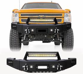 Vijay 797434709806 Used For07-13 Chevy Silverado 1500 Black Painted Steel Front Bumper With Led Lights