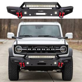 Br-qg01 Vijay Textured Steel Front Bumper With Aluminum Light And D-ring Fits 2021-2025 Ford Bronco