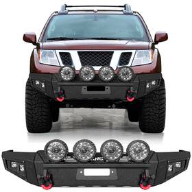 Fr-f01-dj03-y Vijay New Black Steel Front Bumper Fits 2005-2022 Nissan Frontier With Round Lights