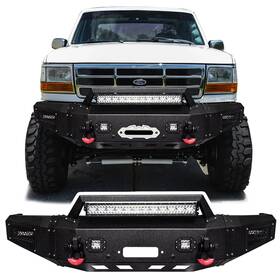 Fx5-qg01-s Vijay Front Bumper With Winch Plate And Led Lights For 1992-1997 Ford F150 F250 F350