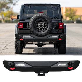 Jl-hg02 Vijay For 2018-2025 Jeep Wrangler Jl Steel Rear Bumpers With Winch Plate&led Lights