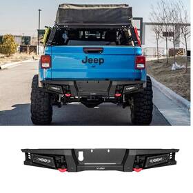 Jt-hg01-a2 Vijay Fits 2020-2025 Jeep Gladiator Jt Steel Rear Bumper With Led Light And Red D-ring
