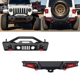 Kl-qg02-jl-hg01-l1 Vijay Steel Front&rear Bumper With Led Light Fits 2018-2025 Jeep Wrangler Jl/jlu