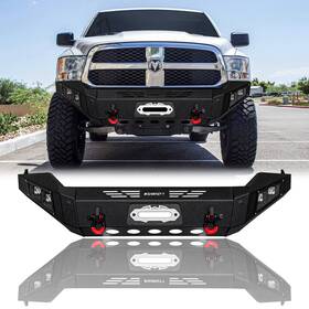 Ram-f01-01 Vijay Steel Front Bumper With Winch Plate&led Light For 2013-2018 Dodge Ram 1500