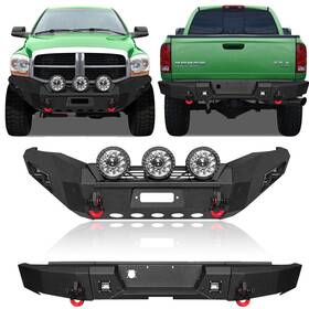 Ram25-f04-r03-dj03-y1 Vijay For 06-09 Dodge Ram 2500/3500 New Steel Front/rear Bumper With Round Lights