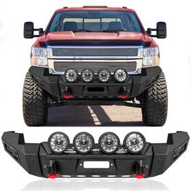 Si25-f03 Vijay Front Bumper For 2007-2010 Chevy Silverado 2500/3500 With Winch Plate And Lights