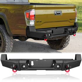 Ta-r02 Vijay Fits 2016-2023 Toyota Tacoma Textured Rear Bumper With Sensor Hole And Square Light