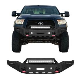 Tu-qg01 Vijay Black Steel Front Bumper For 2007-2013 Toyota Tundra With Led Lights And D-rings