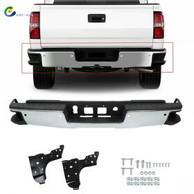 Ea553104su Wflnhb Chrome Rear Bumper Assembly For Chevy Silverado Sierra 1500 2014-18 With Park Steel