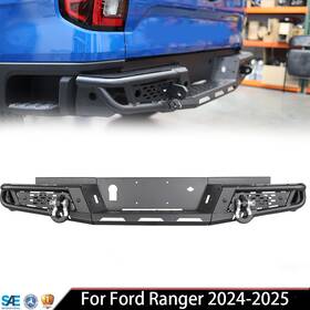 Nrg03b102-bx Winjet-superlights New Black Steel Heavy Duty Rear Bumper For Ford Ranger 2024-2025 With 2 D-rings
