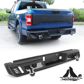 Nf101b103-bx Wolfstorm Heavy Duty Steel Black Rear Bumper Assembly For 2015-2020 Ford F-150 With 2 Shackle