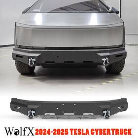Nct01a101 Wolfx Front Bumper 2024-2025 Tesla Cybertruck With D-ring Shackles Black Skid Plate