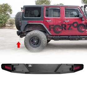 Njk01b105-bx Wolfx Black Rear Bumper With Receiver Led Lights Wire For 2007-2018 Jeep Wrangler Jk