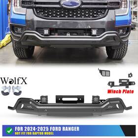 Nrg03a101 Wolfx For 2024-2025 Ford Ranger Guard Front Bumper With Winch Plate Mount And Led Lights