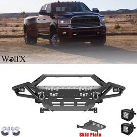 Nrm05a101 Wolfx For 2019-2024 Ram 2500/3500 Modular Steel Front Bumper With Bull Bar Skid Plate