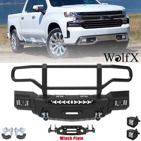 Nsl01a101 Wolfx Modular Front Bumper For 2019-2021 Chevy Silverado 1500 With Skid Plate Winch