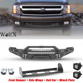 Nsl04a101 Wolfx For 2007-2013 Chevy Silverado 1500 3in1 Front Bumper Combo With Winch Plate