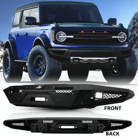 Um-wsafb01a101-bx Wolfx For 2021-2025 Ford Bronco Front Bumper With Led Lights Heavy Duty Coated Steel