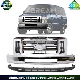 8c2z64121 Xtreme Type Us Front Bumper Chrome Valance Grille For 2008-2014 Ford E-150 E-250 E-350 E-450