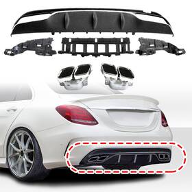 Xtruth-005851-chrome Xtruth C63 Style Rear Diffuser Lip For 15-21 Mercedes Benz W205 C300 C350 Amg-line