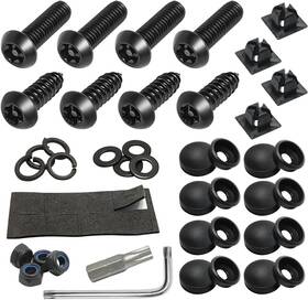 Yalok 789318225465 Anti Theft License Plate Screws Kits- Rustproof 8pcs At-black