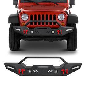 Kl-qg08-jk-hg07 Yeego Front / Rear Bumper For 2007-2018 Jeep Wrangler Jk Jku With Led Light Bar D-rings