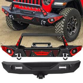 Yitamotor 636643400824 For 2007-2018 Jeep Wrangler Jk Unlimited Front / Rear Bumper With Led Light D-ring
