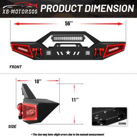 Xrcb050993133 Yzona Rear/ Front Bumper With Led Lights And D-rings For 1987-2006 Jeep Wrangler Tj Lj Yj