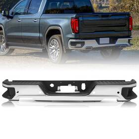 Gm1103219 Zenithauto For 2019-2023 Chevy Silverado Sierra 1500 Chrome Rear Bumper Dual Exhaust With Park