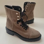 All Saints Dusty Suede Leather Combat Boots Size 36/6 Light Grey New With Box. Fixed Price $129.99.