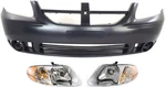 Front Bumper Cover For Dodge Caravan 2005-2007, 3-PIECE Kit With Headlights. Fixed Price $562.95.
