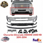Front Bumper Chrome Steel Kit With Brackets For 2011-2014 Silverado 2500HD 3500. Fixed Price $511.89.