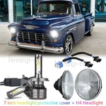 7" Stock Glass Lens Metal Headlight 12-VOLT 6K Led H4 Bulb Headlamp Pair. Fixed Price $59.14.