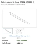 Genuine Ford Reinforcement M2DZ-17E814-C. Fixed Price $42.00.