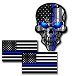 Car Decals Stickers 3 Pack Reflective Us Flag Thin Blue Line Skull Honoring Bike. Fixed Price $20.00.