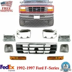 Front Grille Chrome + Headlights Corner Lamps Bezels 1992-97 Ford F-series. Fixed Price $245.73.