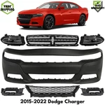 Front Bumper Cover Primed Plastic & Headlights Kit For 2015-2022 Dodge Charger. Fixed Price $785.76.