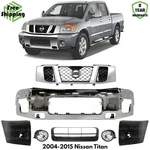 Front Bumper Chrome Steel & Grille Assembly Kit For 2004-2015 Nissan Titan. Fixed Price $869.45.