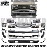 Front Bumper Chrome Kit + Headlights Brackets For 2003-06 Chevy Silverado 1500. Fixed Price $880.00.