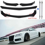 For Audi A3 A4 A5 A6 A7 B8 B9 S3 Front Bumper Lip Splitter Spoiler+strut Rods Bk. Fixed Price $65.25.