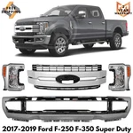 Front Bumper Chrome Steel & Grille Kit 2017-2019 Ford F-250 F-350 Super Duty. Fixed Price $838.00.