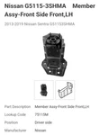 Nissan G5115-3SHMA Member Assy-front Side Front,lh. Fixed Price $100.00.