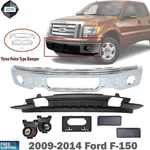 Front Bumper Chrome Steel & Fog Lights Assembly Kit 2009-2014 Ford F-150. Fixed Price $337.96.