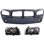 Bumper Cover + Headlight Set Halogen For 2006-2007 Dodge Charger. Fixed Price $604.59.