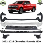Front Bumper Face Bar Chrome Steel & Trims For 22-25 Chevy Silverado 1500. Fixed Price $880.00.