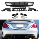 Rear Bumper Diffuser Set For Mercedes W205 4DR Sedan Amg Sport C300 2015-2021. Fixed Price $212.87.